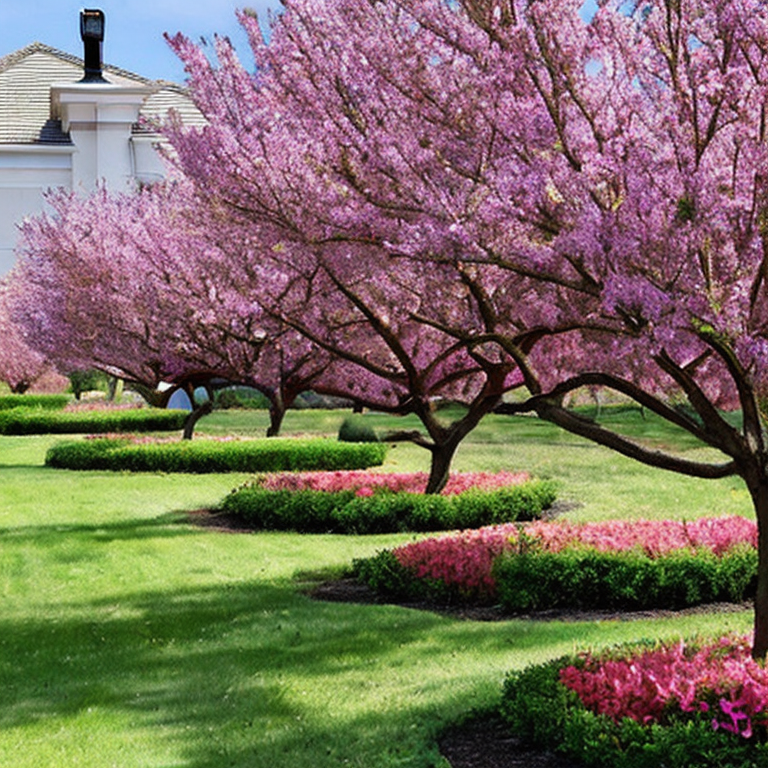 Ornamental trees with pink leaves