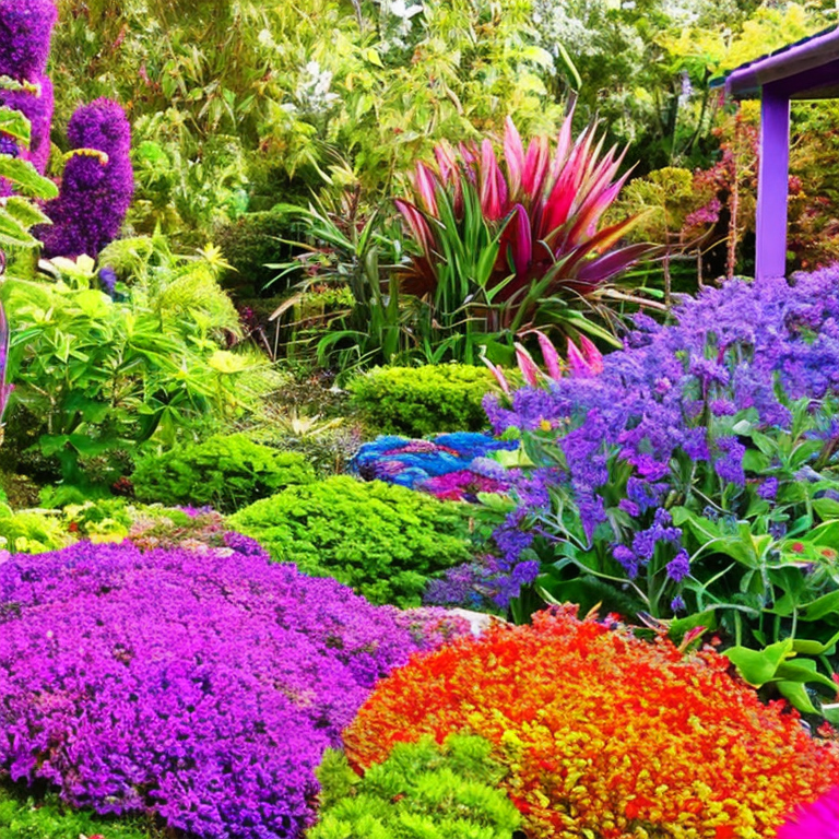 Very colorful plants in the garden