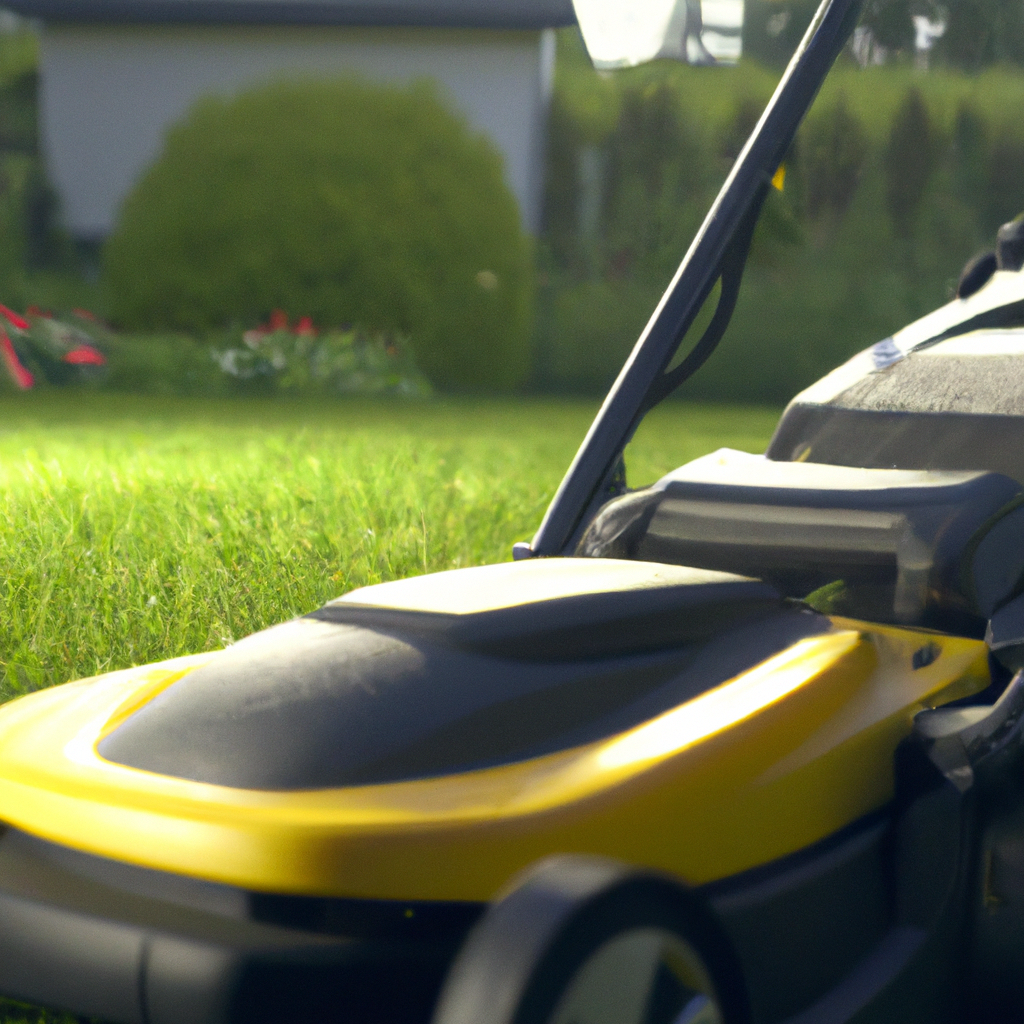 Black and yellow lawn mower